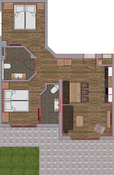 Deluxe Apartment, 2 Bedrooms, 2 Bathrooms | Floor plan
