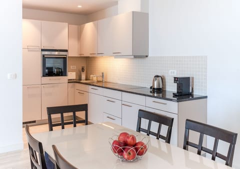 Apartment, 2 Bedrooms, Sea View (Double Beds) | Private kitchen | Full-size fridge, oven, stovetop, dishwasher