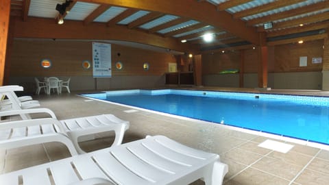 Indoor pool, outdoor pool, sun loungers