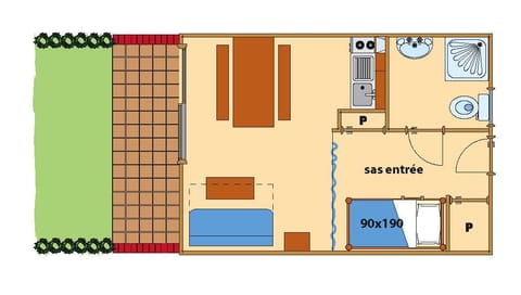 Studio, Multiple Beds | Floor plan