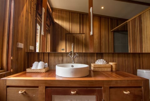 Haadtien Villa | Bathroom | Shower, rainfall showerhead, free toiletries, hair dryer