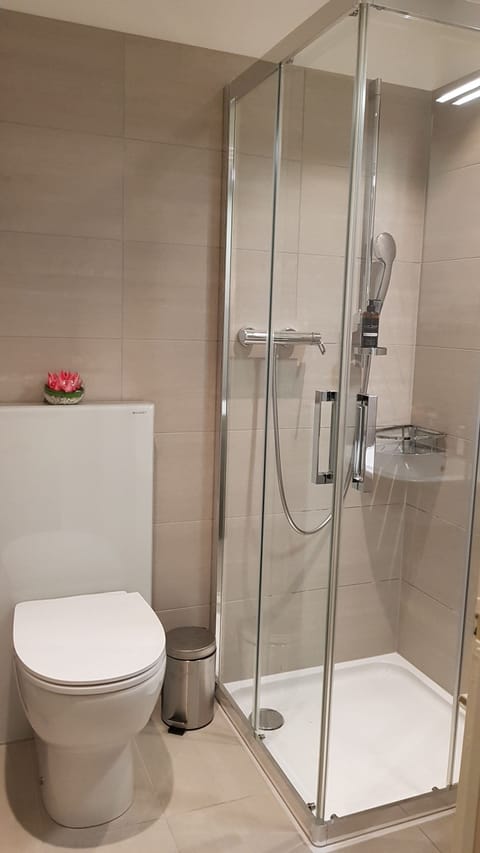 Basic Double Room | Bathroom | Shower, rainfall showerhead, designer toiletries, hair dryer