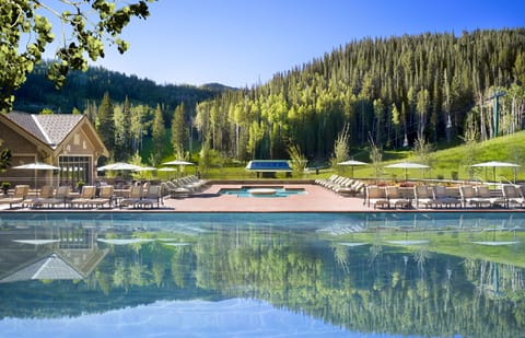 Indoor pool, outdoor pool, pool umbrellas, sun loungers