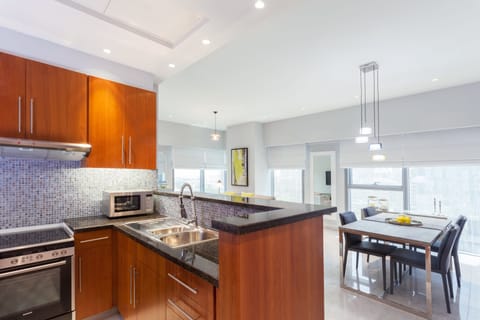 Exclusive Studio, City View | Private kitchen | Fridge, microwave, oven, stovetop