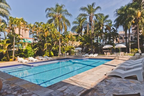 Outdoor pool, sun loungers