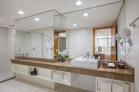 Penthouse (Suite) | Bathroom | Shower, eco-friendly toiletries, bathrobes, towels