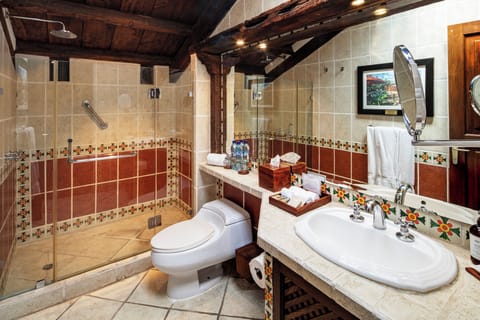 Master Suite, 1 King Bed, No. 5 & 8 | Bathroom | Shower, hair dryer, bathrobes, slippers