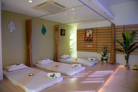 Outdoor treatment areas, body treatments, aromatherapy