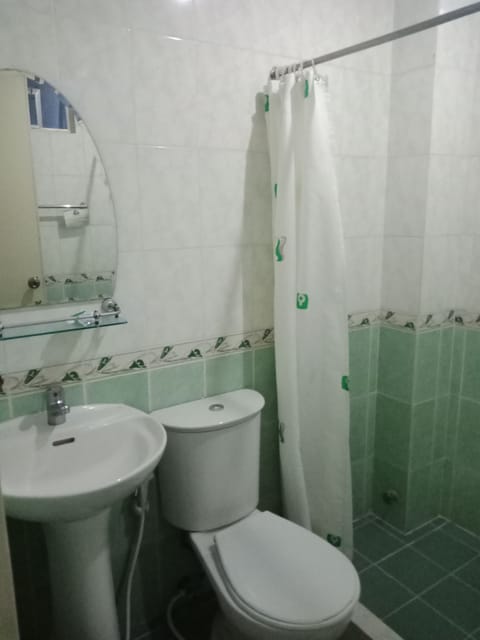 Shower, free toiletries, bidet, towels