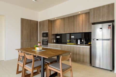 Family Apartment, 2 Bedrooms, Kitchen, Beachfront | Private kitchenette | Fridge, microwave, oven, stovetop