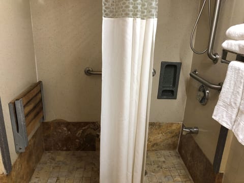 Deluxe Room, 1 Queen Bed, Non Smoking, Refrigerator & Microwave | Bathroom | Combined shower/tub, towels, soap, shampoo