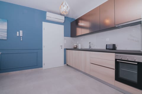 Luxury Apartment, 1 Bedroom, Terrace (A6) | Private kitchen | Full-size fridge, microwave, oven, stovetop