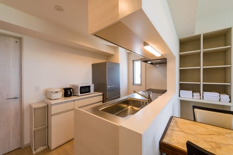 Condo | Private kitchen | Fridge, microwave, stovetop, electric kettle