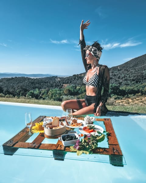 Seasonal outdoor pool, sun loungers