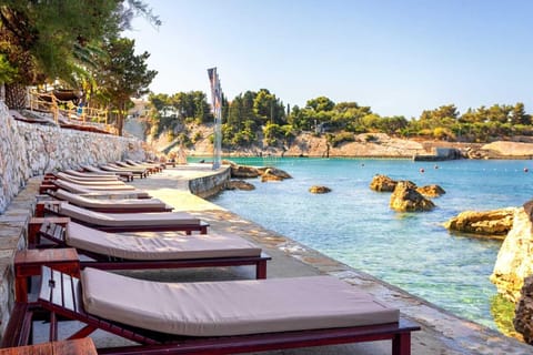 Private beach, sun loungers, beach umbrellas, beach towels