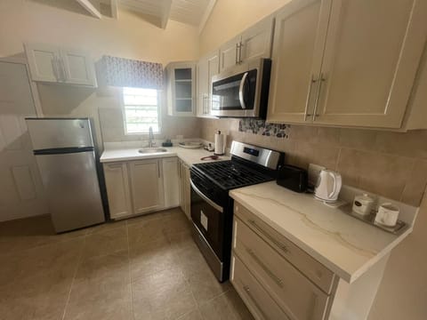 Business Apartment | Private kitchen | Full-size fridge, microwave, oven, stovetop