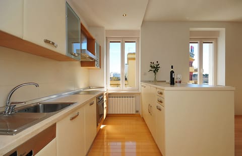 Luxury Apartment, 2 Bedrooms, City View | Private kitchen | Full-size fridge, microwave, oven, stovetop