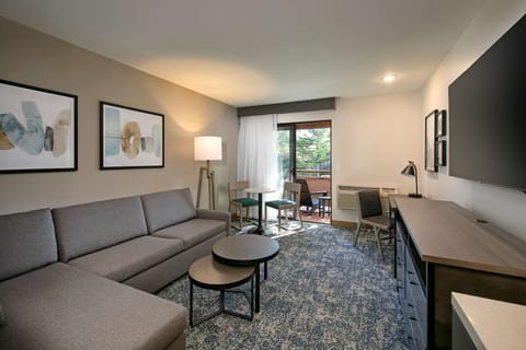 Deluxe Suite, 1 Bedroom | Living area | 37-inch LCD TV with cable channels, TV