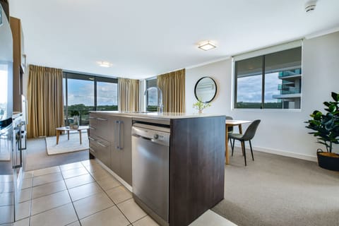 One Bedroom Deluxe | Private kitchen | Full-size fridge, microwave, oven, stovetop