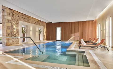 Indoor pool, open 8:00 AM to 8:00 PM, sun loungers