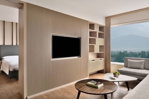 Executive Suite, 1 Double Bed, Non Smoking | Living area | 49-inch LED TV with cable channels, TV