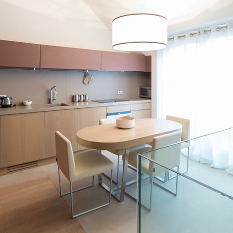 Penthouse, 2 Bedrooms, Balcony | Private kitchen | Full-size fridge, microwave, oven, stovetop