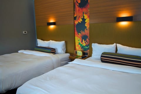 aloft, Room, 2 Queen Beds | Premium bedding, down comforters, pillowtop beds, in-room safe