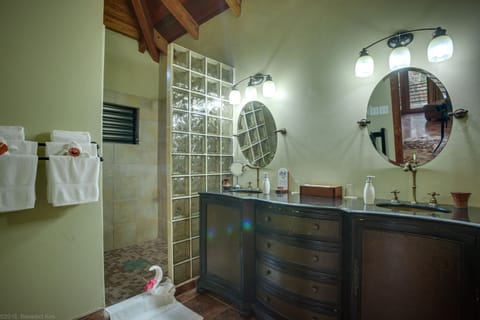 Studio Suite, River View | Bathroom | Shower, eco-friendly toiletries, hair dryer, bathrobes