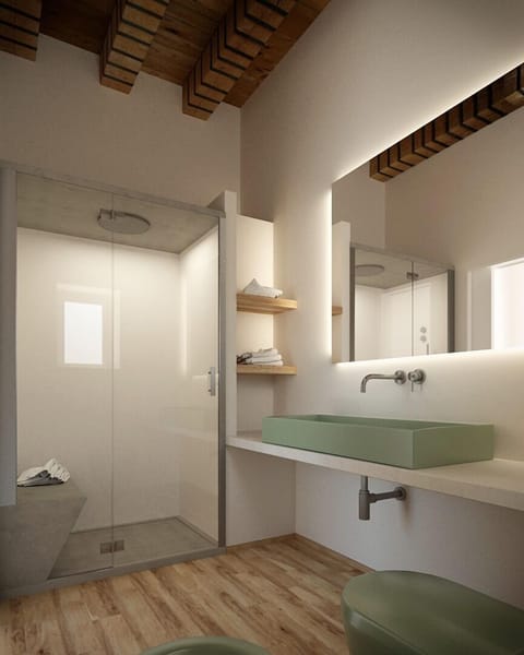 Suite | Bathroom | Shower, rainfall showerhead, designer toiletries, hair dryer