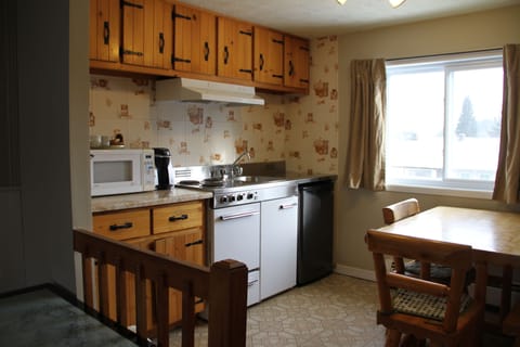 Family Quadruple Room, 2 Double Beds, Non Smoking, Kitchenette | Private kitchen | Fridge, microwave, oven, stovetop