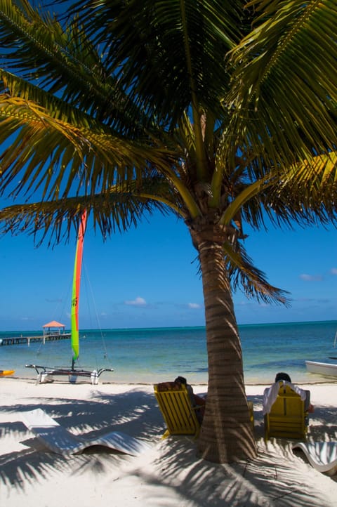 On the beach, sun loungers, beach towels, beach massages