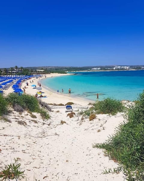 Beach nearby, sun loungers, beach umbrellas