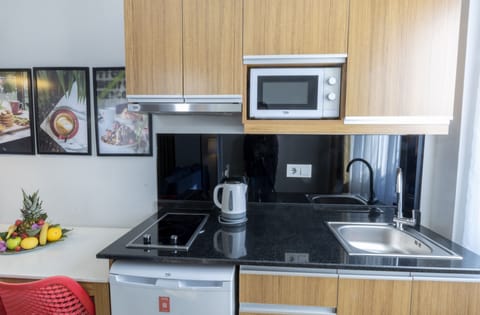 City Apartment, City View | Private kitchen | Fridge, microwave, stovetop, coffee/tea maker