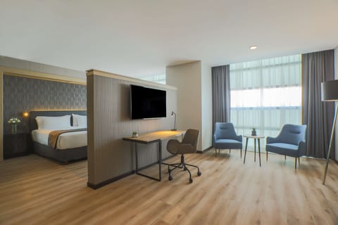 Premium bedding, down comforters, minibar, in-room safe