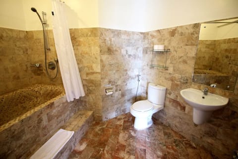 Penthouse | Bathroom | Combined shower/tub, deep soaking tub, free toiletries, bidet