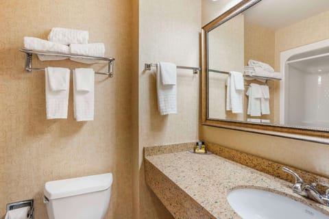 Standard Room, 2 Queen Beds, Non Smoking, Refrigerator | Bathroom | Combined shower/tub, free toiletries, hair dryer, towels