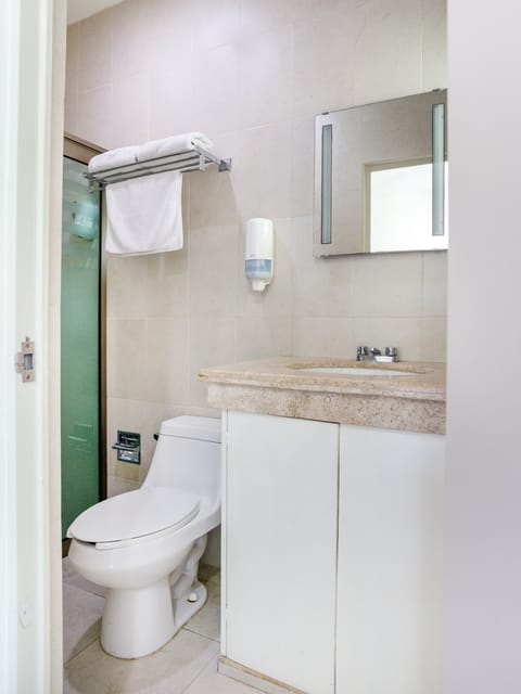 Family Room, 2 Double Beds | Bathroom | Shower, rainfall showerhead, hair dryer, towels