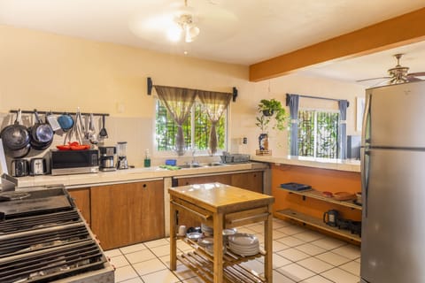 Ocean Front Villa | Private kitchen | Fridge, microwave, coffee/tea maker, cookware/dishes/utensils