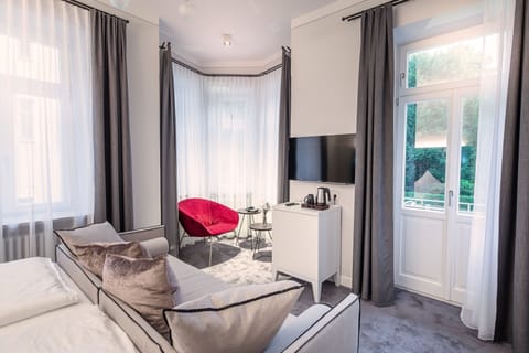 40-inch flat-screen TV with satellite channels, TV