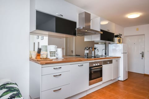 Apartment (A2) | Private kitchen | Fridge, microwave, oven, stovetop