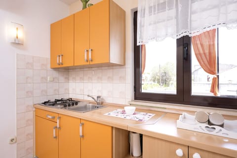 Apartment (A2) | Private kitchen | Fridge, stovetop, coffee/tea maker, electric kettle