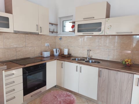 Apartment (A1) | Private kitchen | Fridge, stovetop, coffee/tea maker, electric kettle