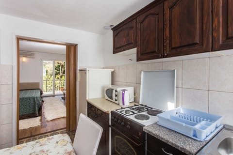 Apartment (Deluxe One-Bedroom Apartment with Bal) | Private kitchen | Fridge, oven, stovetop, electric kettle