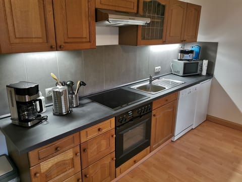 Apartment (Untergeschoss) | Private kitchen | Full-size fridge, microwave, oven, stovetop