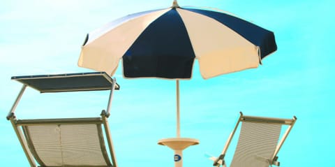 Beach nearby, sun loungers, beach umbrellas