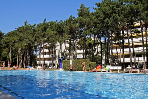 Seasonal outdoor pool, sun loungers