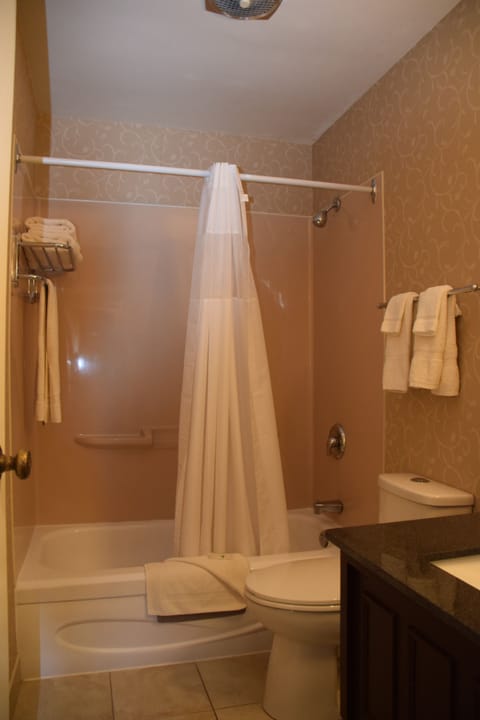 Standard Room, 2 Queen Beds, Non Smoking | Bathroom | Combined shower/tub, free toiletries, hair dryer, towels