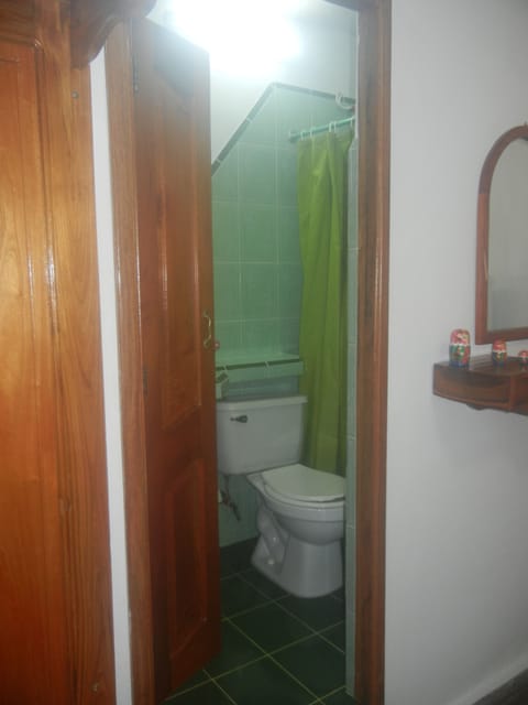 Double Room, 2 Double Beds | Bathroom | Combined shower/tub, rainfall showerhead, hair dryer, towels