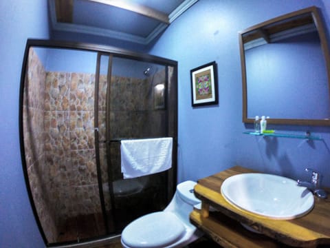 Superior Room, 1 Queen Bed | Bathroom | Shower, rainfall showerhead, towels, soap