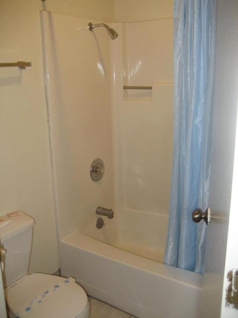 Combined shower/tub, hair dryer, towels